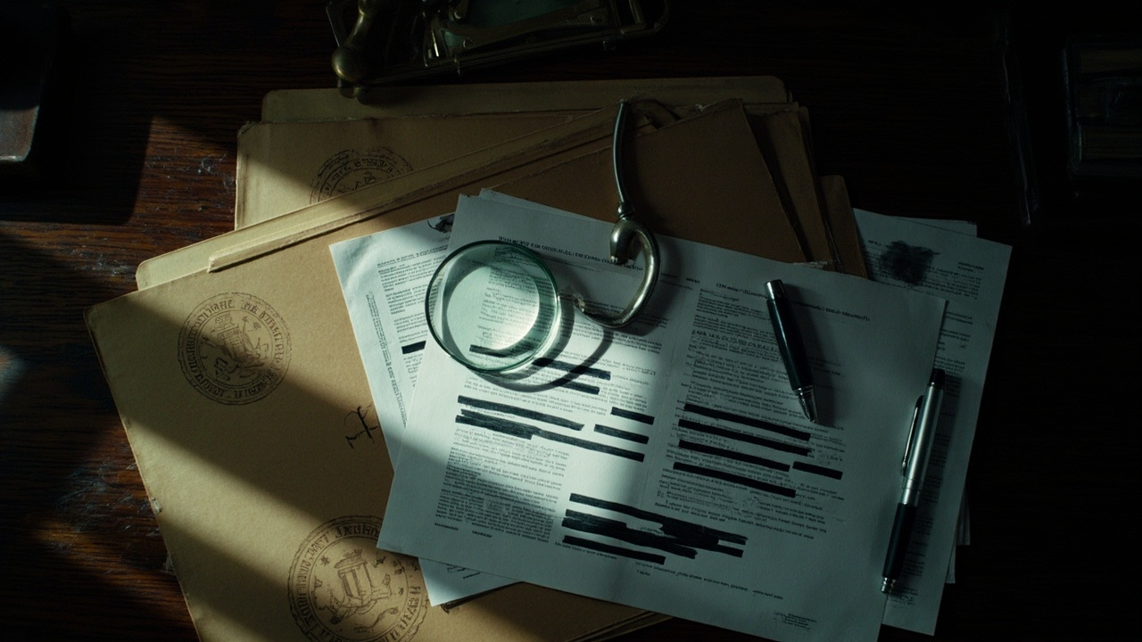 Classified investigation documents on government desk