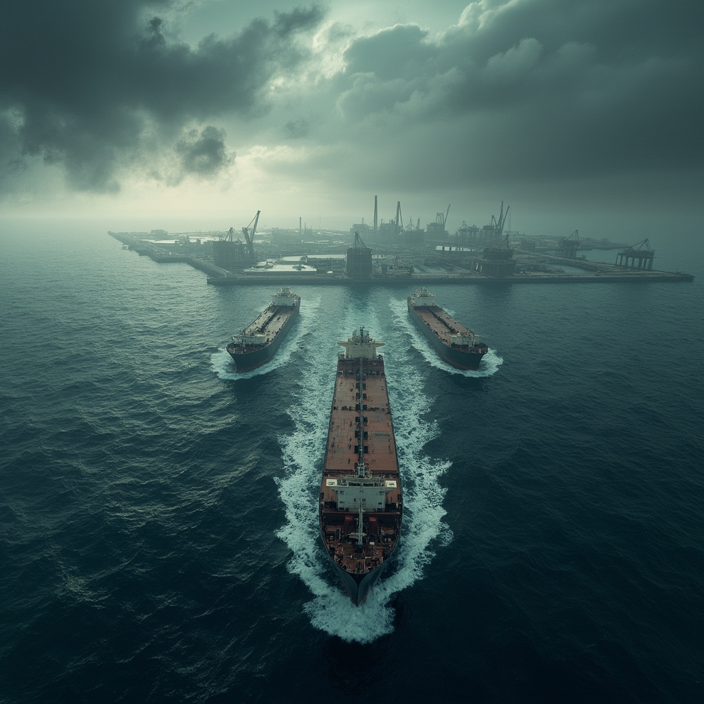 OPEC oil refinery with emergency shutdown valves amid global supply crisis